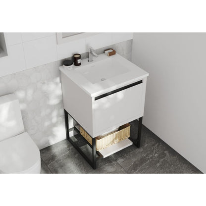 Laviva Forever 24" Matte White Viva Stone Solid Surface Countertop With Integrated Sink