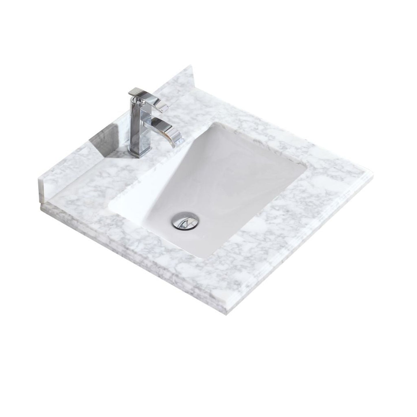 Laviva Forever 24" Single Hole White Carrara Marble Countertop With Rectangular Ceramic Sink