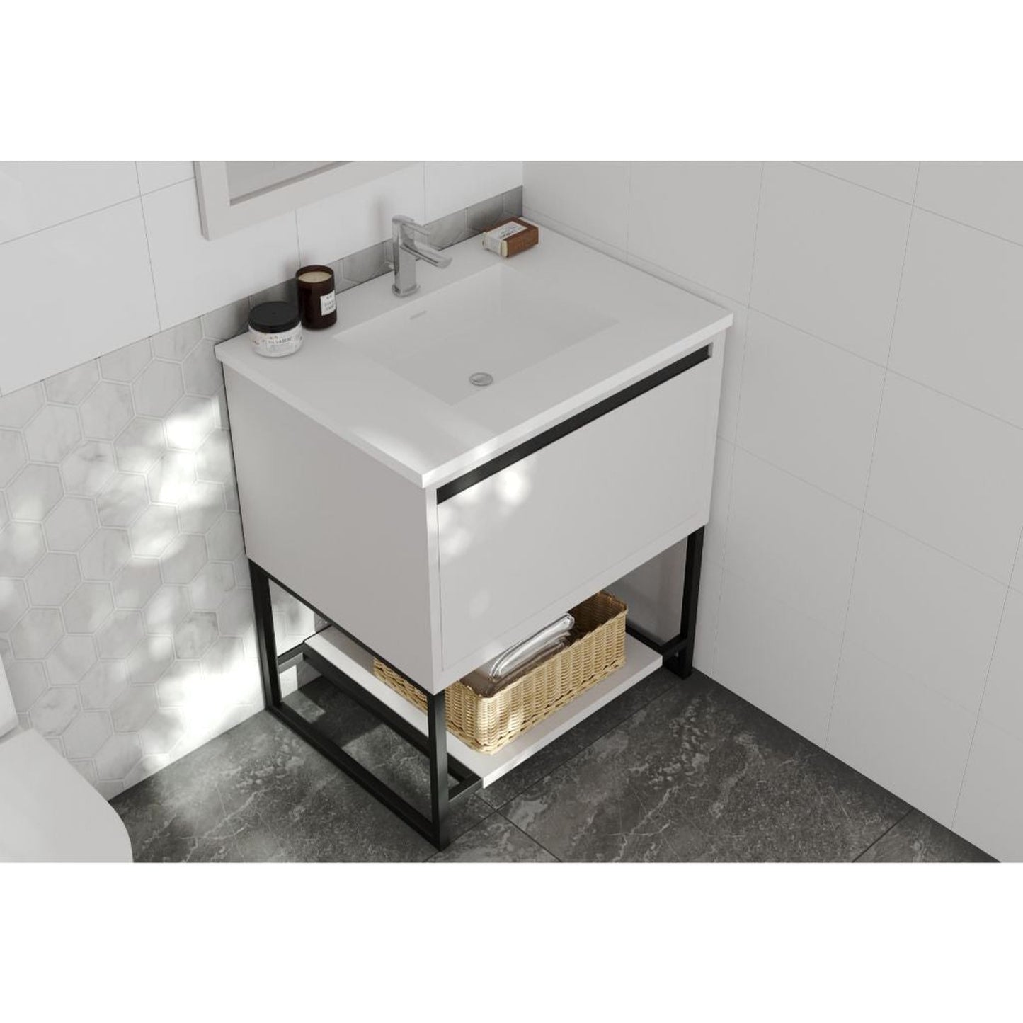 Laviva Forever 30" Matte White Viva Stone Solid Surface Countertop With Integrated Sink