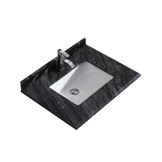 Laviva Forever 30" Single Hole Black Wood Marble Countertop With Rectangular Ceramic Sink
