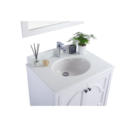 Laviva Forever 30" Single Hole Pure White Phoenix Stone Countertop with Oval Ceramic Sink