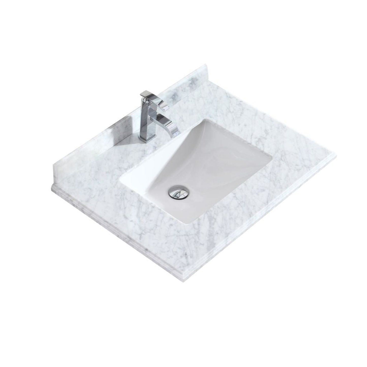 Laviva Forever 30" Single Hole White Carrara Marble Countertop With Rectangular Ceramic Sink