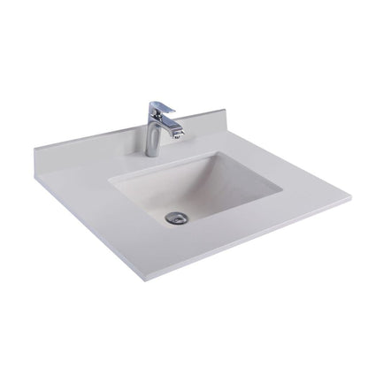 Laviva Forever 30" Single Hole White Quartz Countertop with Rectangular Ceramic Sink