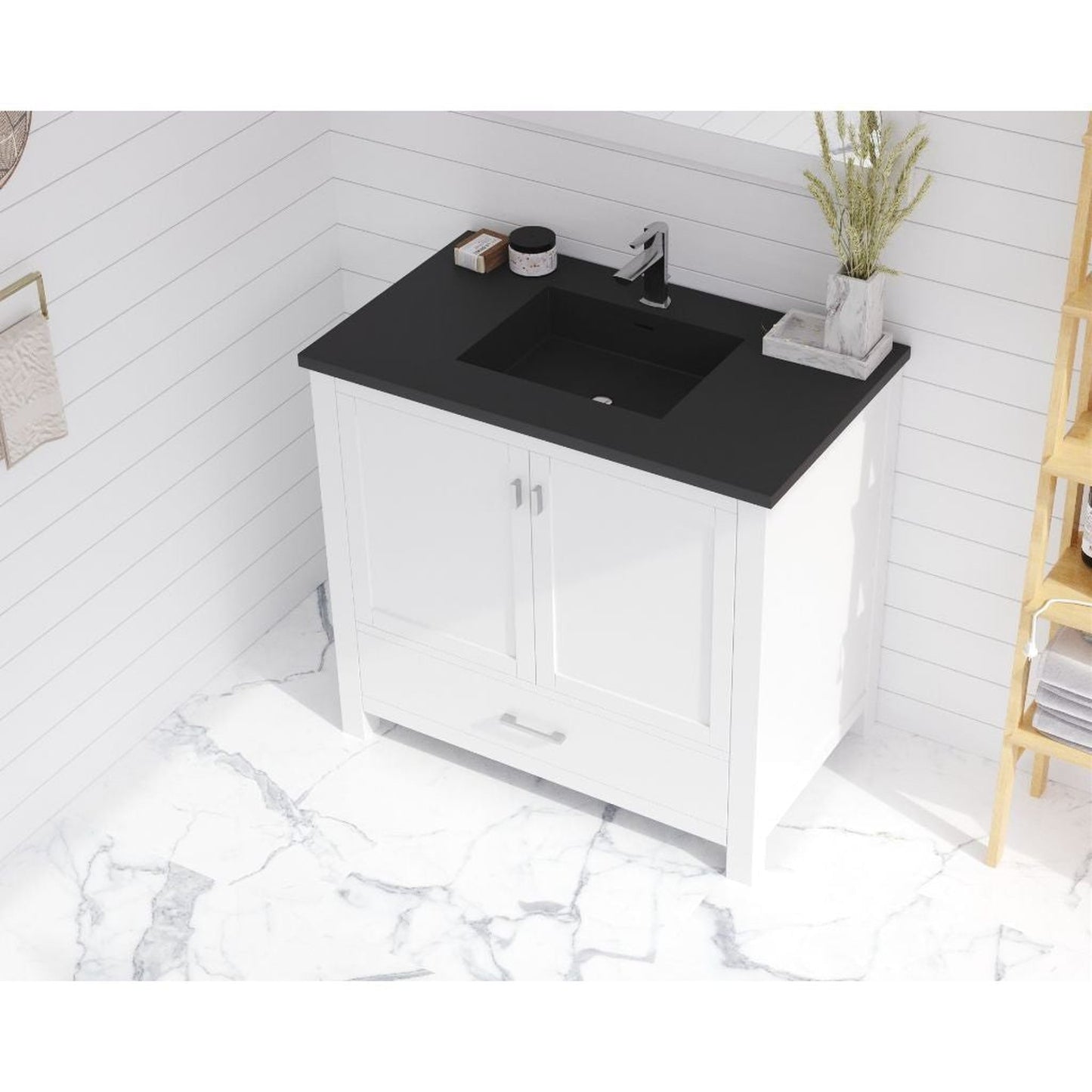 Laviva Forever 36" Matte Black Viva Stone Solid Surface Countertop With Integrated Sink