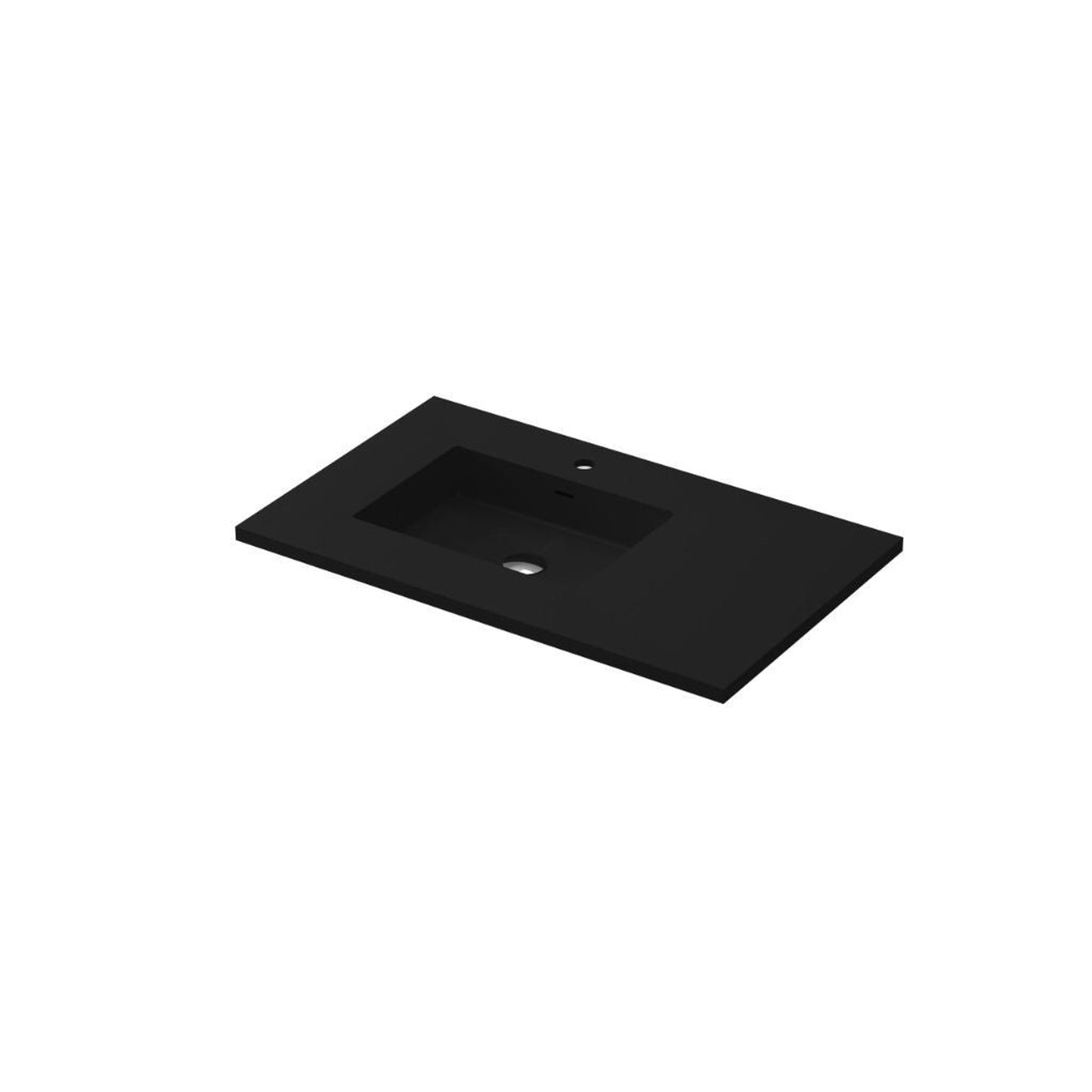 Laviva Forever 36" Matte Black Viva Stone Solid Surface Countertop With Left Offset Integrated Sink