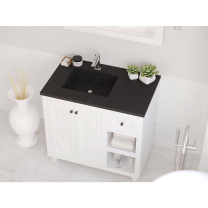 Laviva Forever 36" Matte Black Viva Stone Solid Surface Countertop With Left Offset Integrated Sink