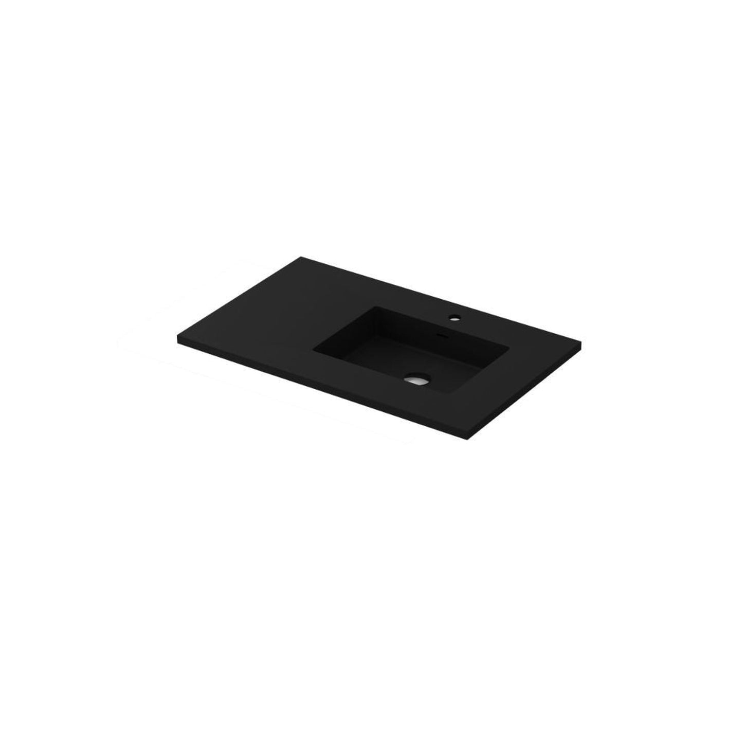 Laviva Forever 36" Matte Black Viva Stone Solid Surface Countertop With Right Offset Integrated Sink