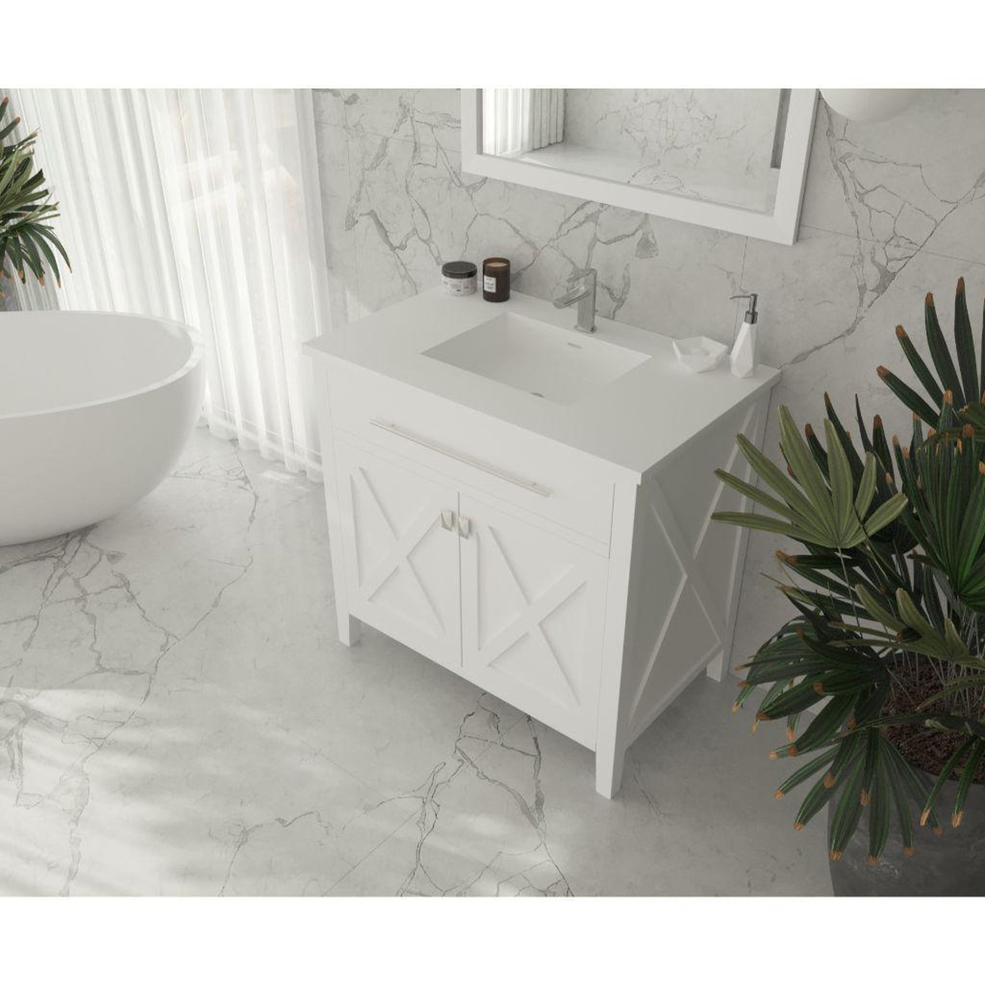 Laviva Forever 36" Matte White Viva Stone Solid Surface Countertop With Integrated Sink