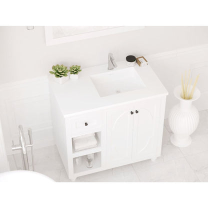 Laviva Forever 36" Matte White Viva Stone Solid Surface Countertop With Right Offset Integrated Sink