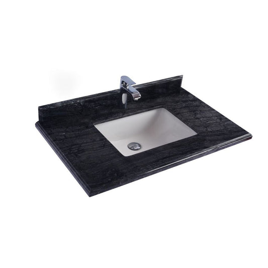 Laviva Forever 36" Single Hole Black Wood Marble Countertop With Rectangular Ceramic Sink