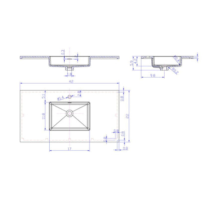 Laviva Forever 42" Matte White Viva Stone Solid Surface Countertop With Integrated Sink