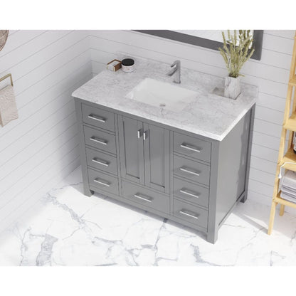 Laviva Forever 42" Single Hole White Carrara Marble Countertop With Rectangular Ceramic Sink