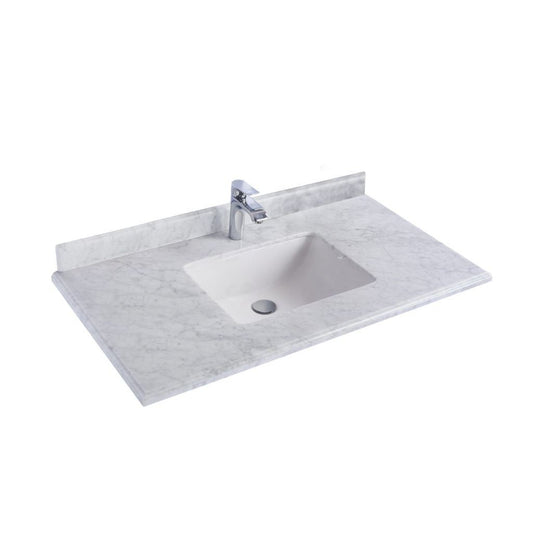 Laviva Forever 42" Single Hole White Carrara Marble Countertop With Rectangular Ceramic Sink