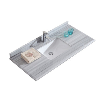 Laviva Forever 48" Single Hole White Stripes Marble Countertop With Rectangular Ceramic Sink