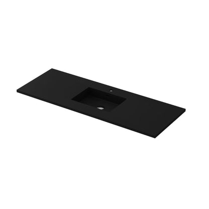 Laviva Forever 60" Matte Black Viva Stone Solid Surface Countertop With Single Integrated Sinks