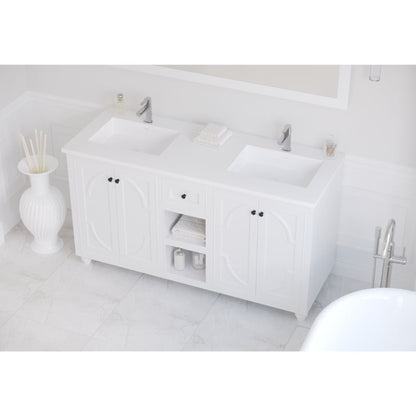 Laviva Forever 60" Matte White Viva Stone Solid Surface Countertop With Double Integrated Sinks