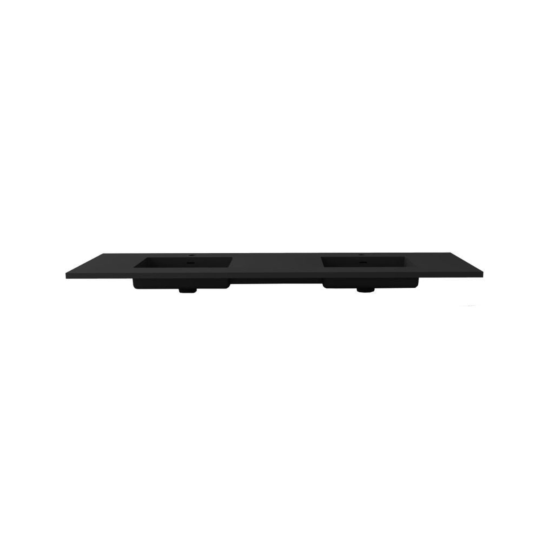 Laviva Forever 72" Matte Black Viva Stone Solid Surface Countertop With Double Integrated Sink