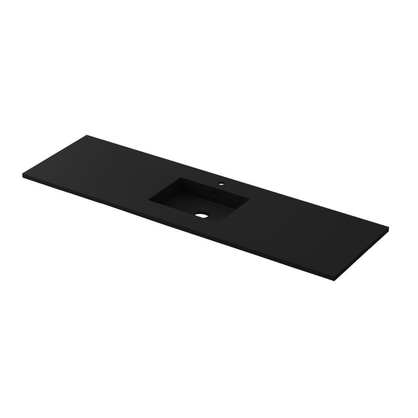 Laviva Forever 72" Matte Black Viva Stone Solid Surface Countertop With Single Integrated Sink