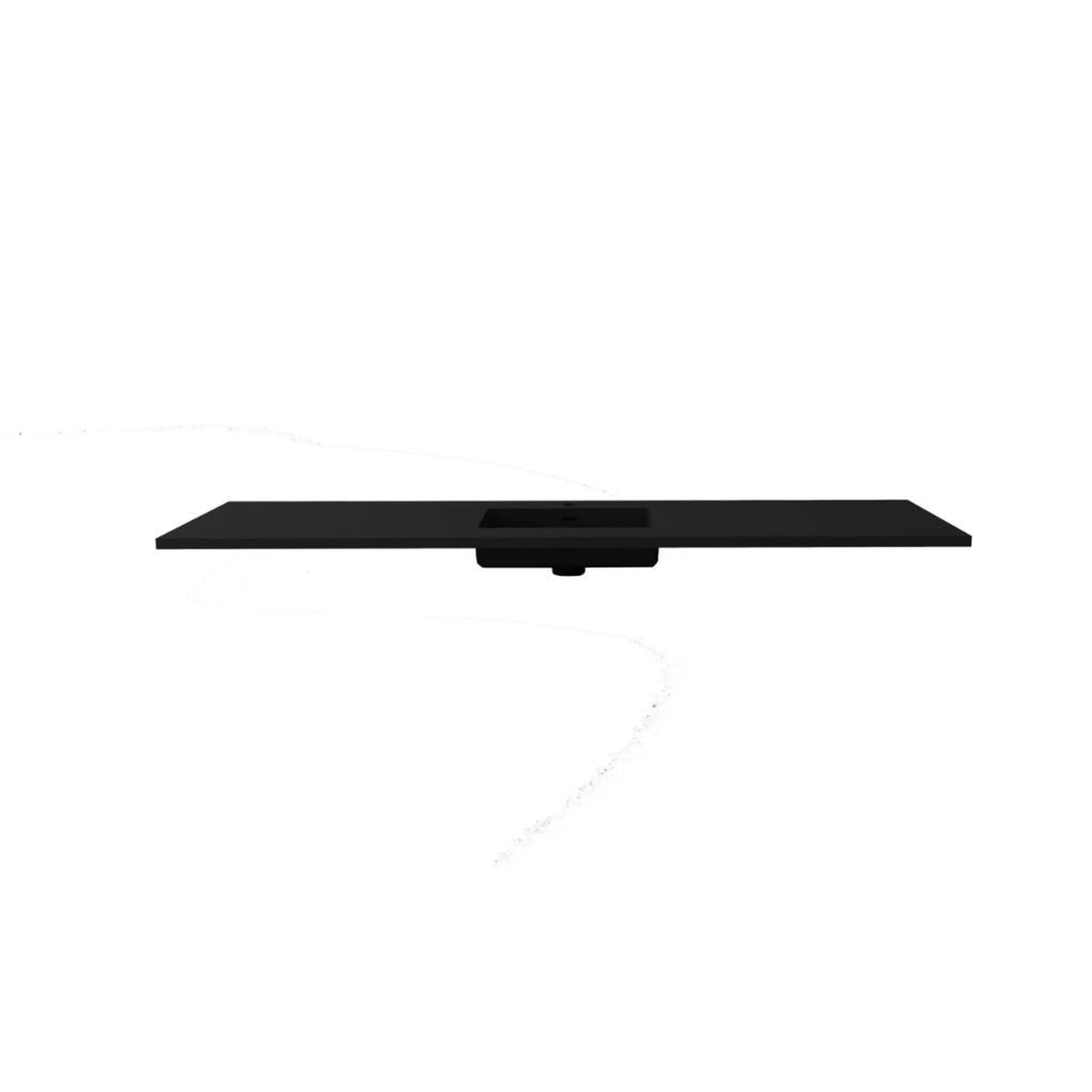 Laviva Forever 72" Matte Black Viva Stone Solid Surface Countertop With Single Integrated Sink