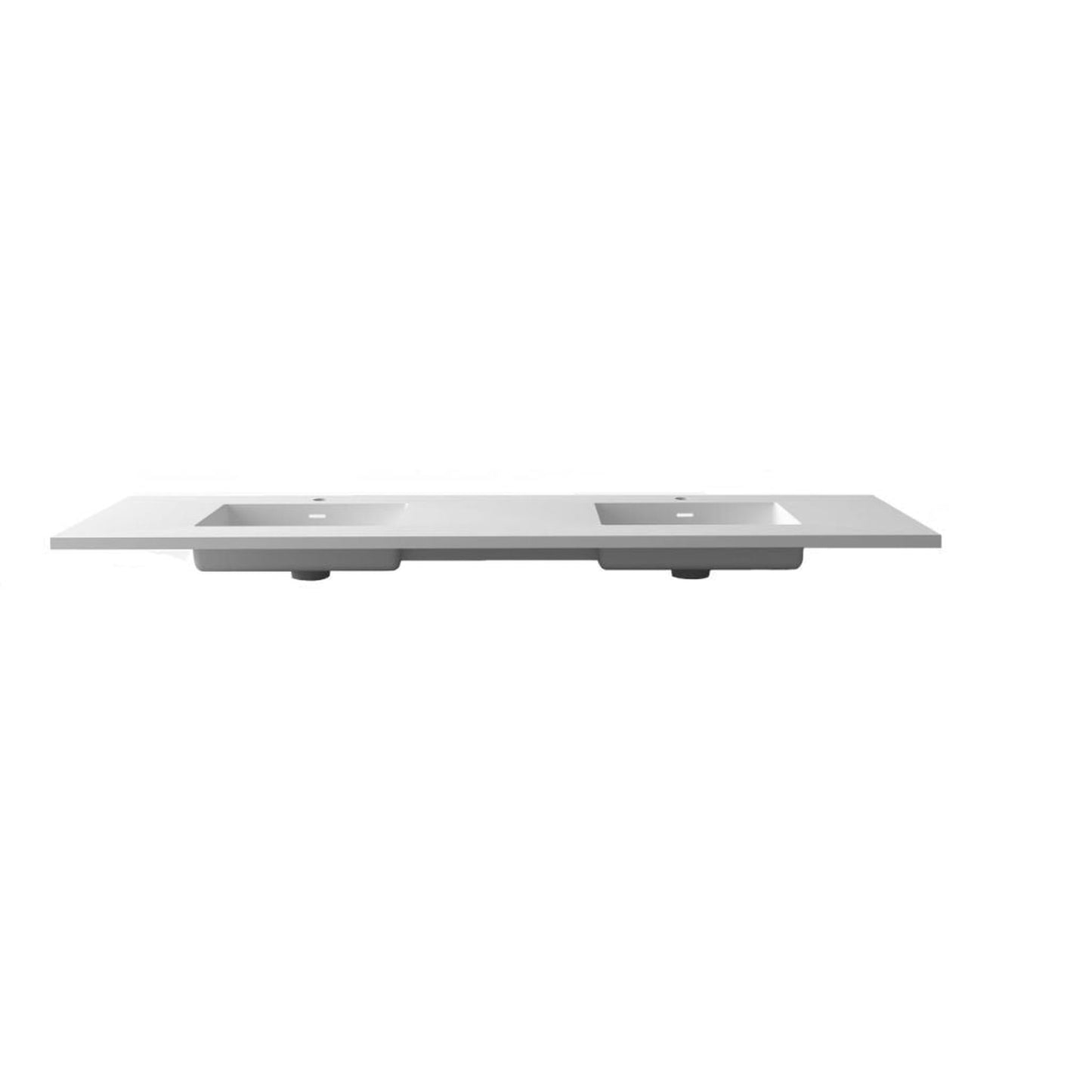 Laviva Forever 72" Matte White Viva Stone Solid Surface Countertop With Double Integrated Sink