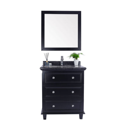 Laviva Luna 30" Espresso Vanity Base and Black Wood Marble Countertop With Rectangular Ceramic Sink