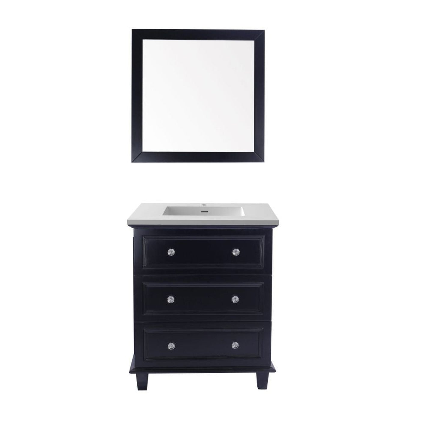 Laviva Luna 30" Espresso Vanity Base and Matte White Viva Stone Solid Surface Countertop With Integrated Sink