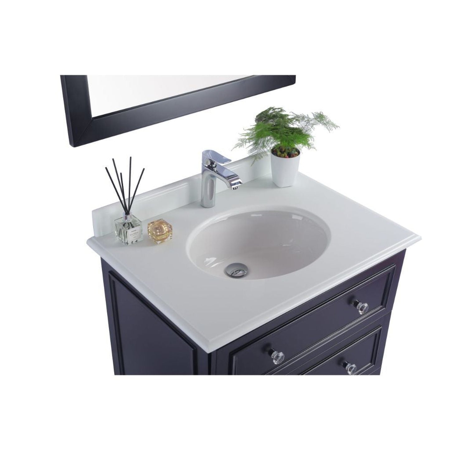 Laviva Luna 30" Espresso Vanity Base and Pure White Phoenix Stone Countertop with Oval Ceramic Sink
