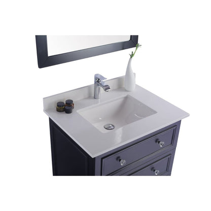 Laviva Luna 30" Espresso Vanity Base and White Quartz Countertop with Rectangular Ceramic Sink
