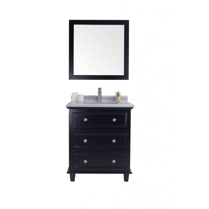 Laviva Luna 30" Espresso Vanity Base and White Stripes Marble Countertop with Rectangular Ceramic Sink