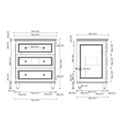 Laviva Luna 30" Espresso Vanity Base and White Stripes Marble Countertop with Rectangular Ceramic Sink