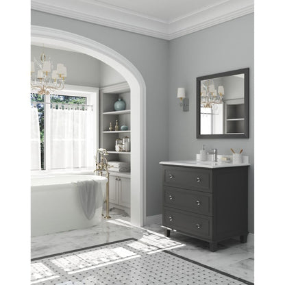 Laviva Luna 30" Maple Gray Vanity Base and Pure White Phoenix Stone Countertop with Oval Ceramic Sink