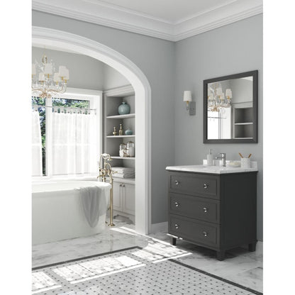 Laviva Luna 30" Maple Gray Vanity Base and White Cararra Marble Countertop With Rectangular Ceramic Sink