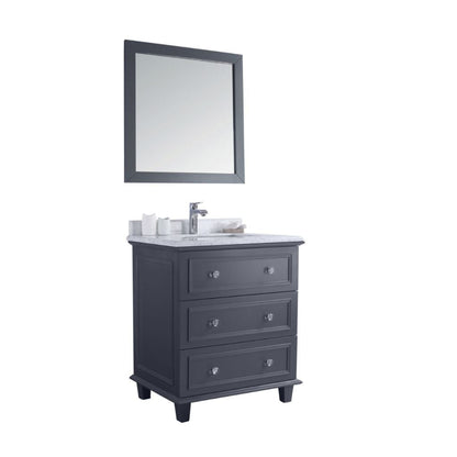 Laviva Luna 30" Maple Gray Vanity Base and White Cararra Marble Countertop With Rectangular Ceramic Sink