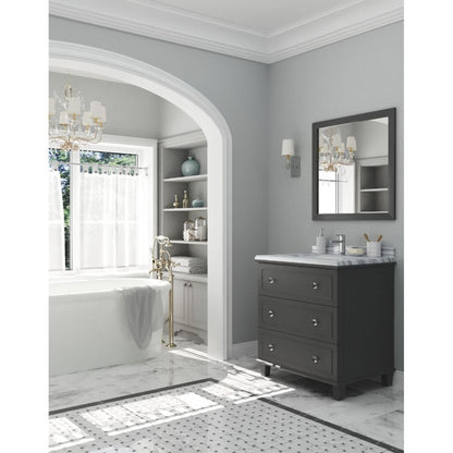Laviva Luna 30" Maple Gray Vanity Base and White Stripes Marble Countertop with Rectangular Ceramic Sink