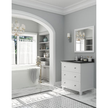 Laviva Luna 30" White Vanity Base and Black Wood Marble Countertop With Rectangular Ceramic Sink