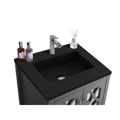 Laviva Mediterraneo 24" Gray Vanity Base and Matte Black Viva Stone Solid Surface Countertop With Integrated Sink
