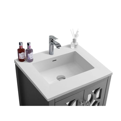 Laviva Mediterraneo 24" Gray Vanity Base and Matte White Viva Stone Solid Surface Countertop With Integrated Sink