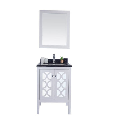 Laviva Mediterraneo 24" White Vanity Base and Black Wood Marble Countertop With Rectangular Ceramic Sink