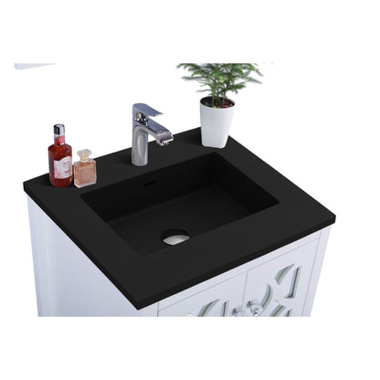 Laviva Mediterraneo 24" White Vanity Base and Matte Black Viva Stone Solid Surface Countertop With Integrated Sink