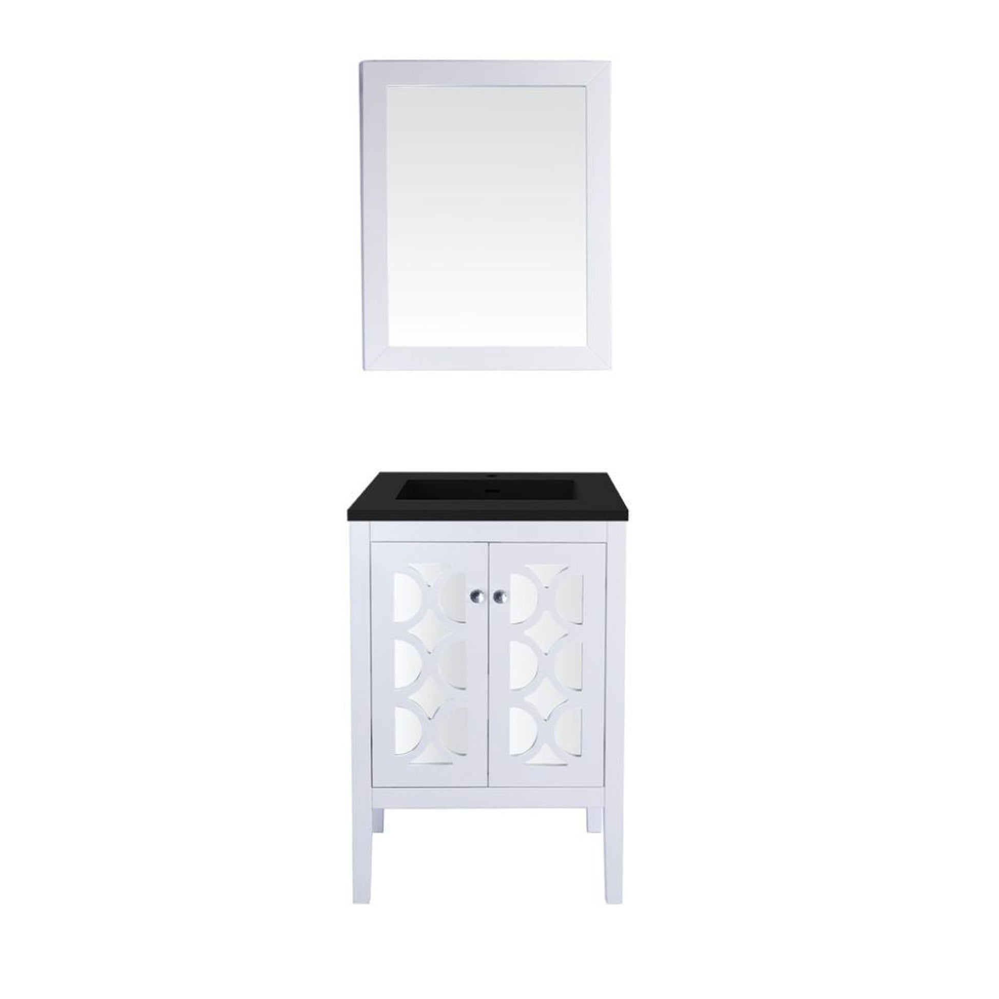 Laviva Mediterraneo 24" White Vanity Base and Matte Black Viva Stone Solid Surface Countertop With Integrated Sink