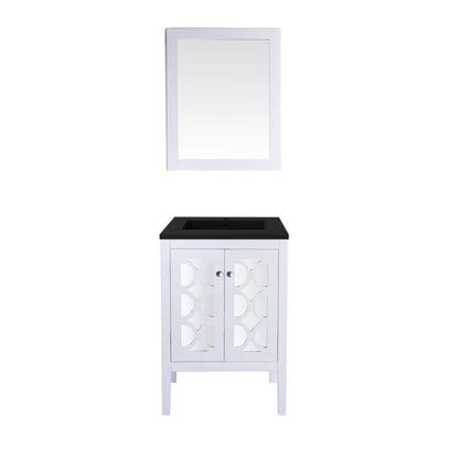 Laviva Mediterraneo 24" White Vanity Base and Matte Black Viva Stone Solid Surface Countertop With Integrated Sink