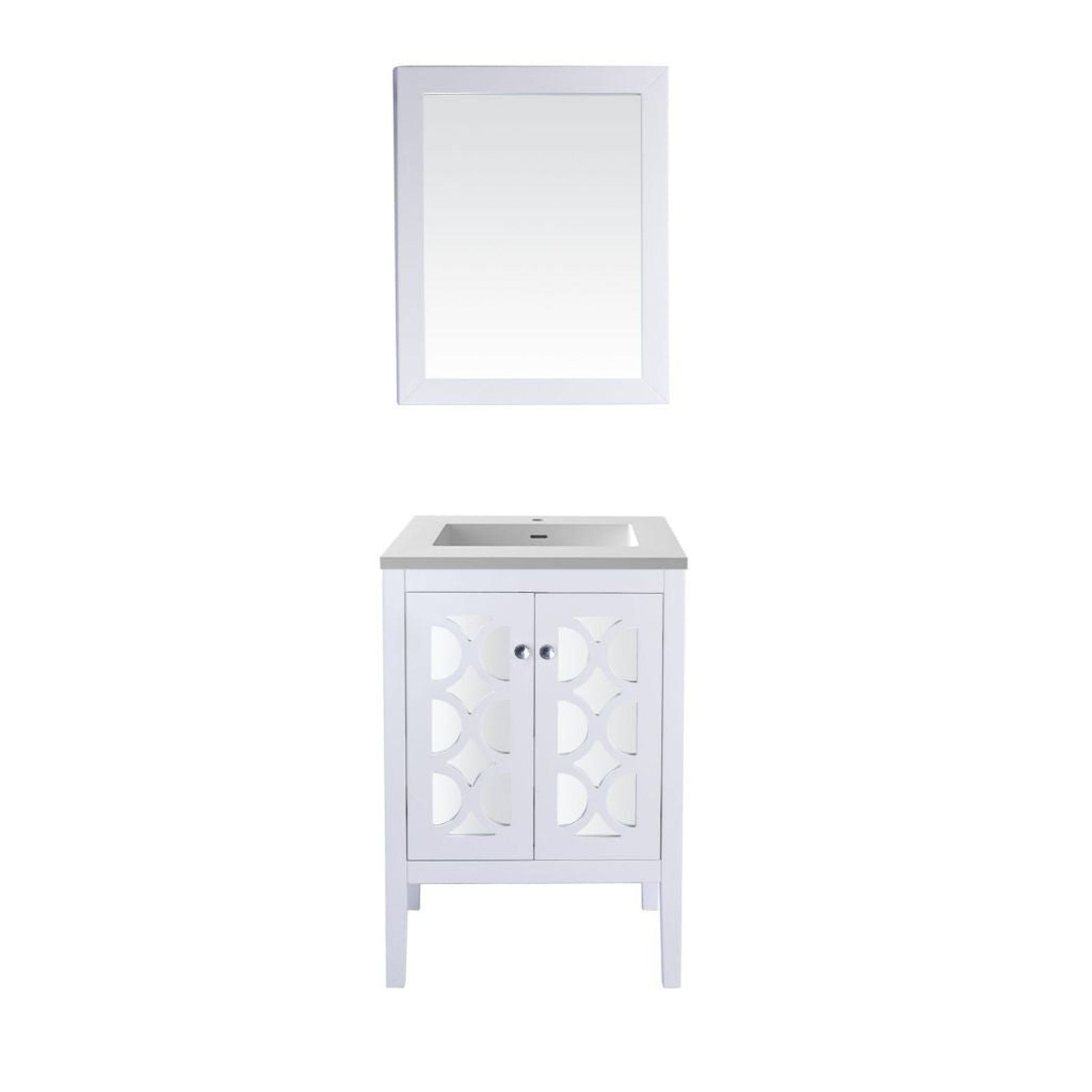 Laviva Mediterraneo 24" White Vanity Base and Matte White Viva Stone Solid Surface Countertop With Integrated Sink