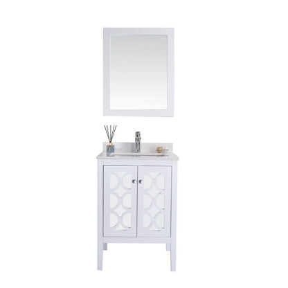 Laviva Mediterraneo 24" White Vanity Base and White Quartz Countertop with Rectangular Ceramic Sink