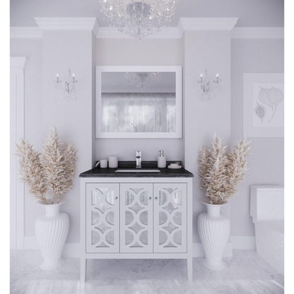 Laviva Mediterraneo 36" White Vanity Base and Black Wood Marble Countertop With Rectangular Ceramic Sink