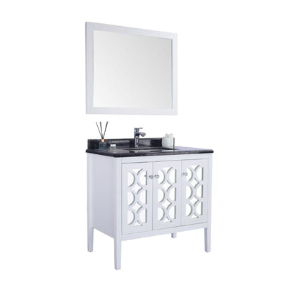 Laviva Mediterraneo 36" White Vanity Base and Black Wood Marble Countertop With Rectangular Ceramic Sink