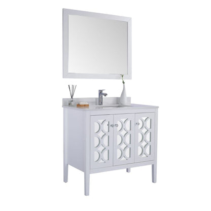 Laviva Mediterraneo 36" White Vanity Base and White Quartz Countertop with Rectangular Ceramic Sink