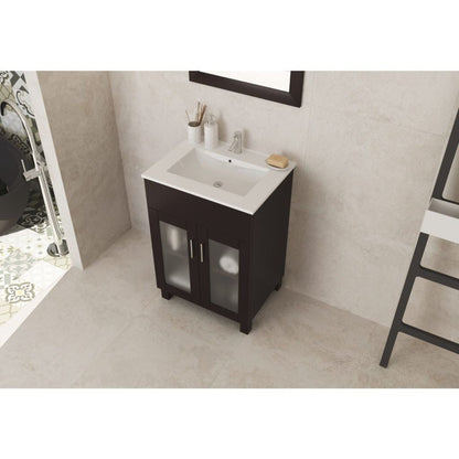 Laviva Nova 24" Brown Vanity Base and White Countertop With Ceramic Sink
