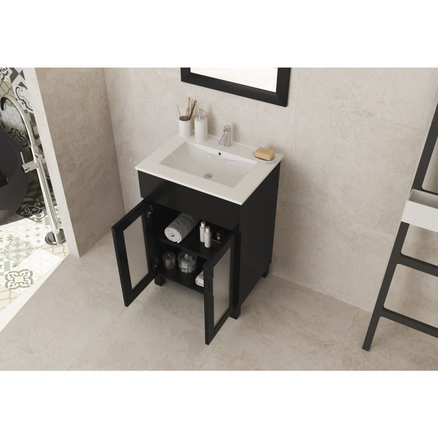 Laviva Nova 24" Espresso Vanity Base and White Countertop With Ceramic Sink