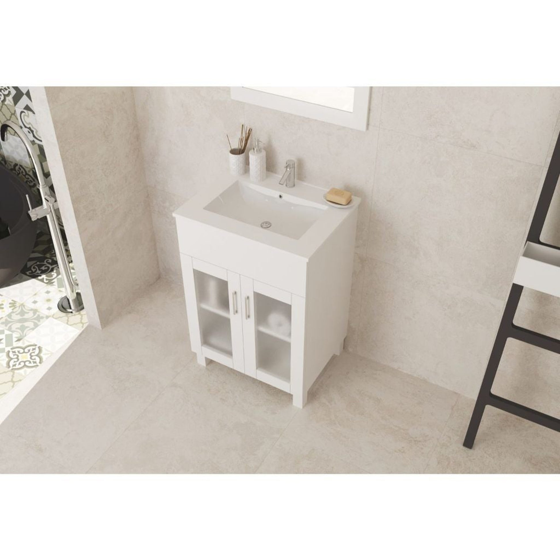 Laviva Nova 24" White Vanity Base and White Countertop With Ceramic Sink