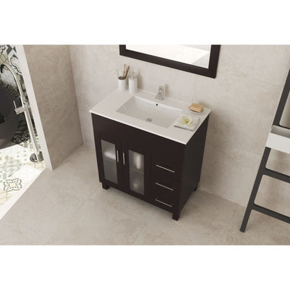 Laviva Nova 32" Brown Vanity Base and White Countertop With Ceramic Sink
